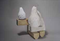 Ghost Pear TableTop wood/limestone/alabaster